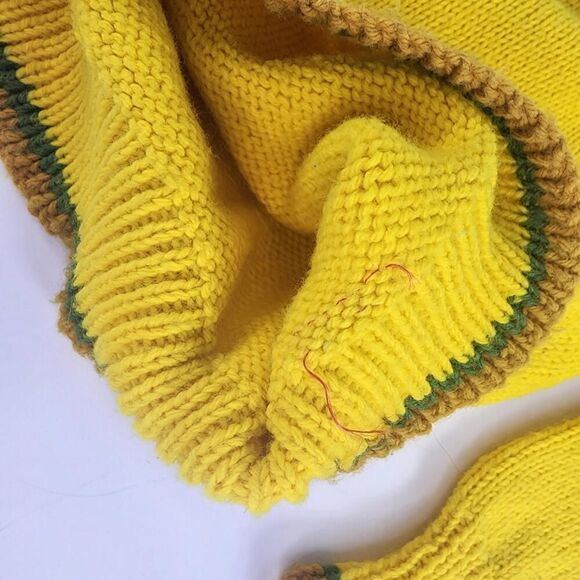 Marilyn Islandic Knit Sweater Size M/L VTG Fair Isle Jumper Yellow Wool Pullover - Picture 7 of 13